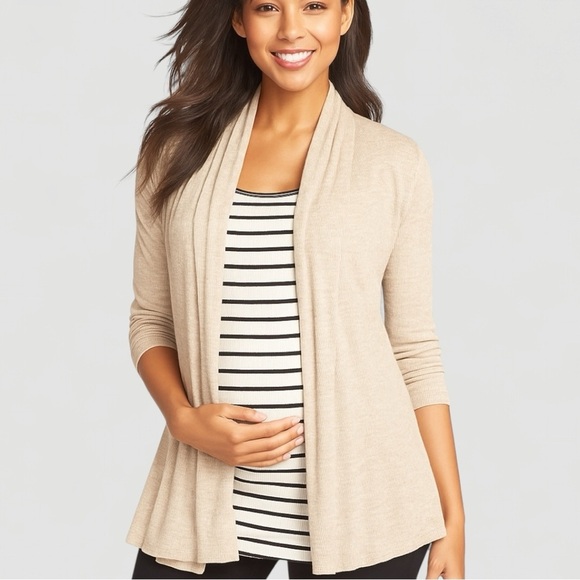 Tart Maternity Lexa Wrap Open Front Cardigan - Beige, Oatmeal, Size Medium - Picture 3 of 4